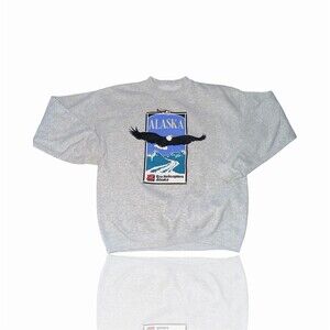 Alaska Era Helicopters Vintage Sweatshirt Mens Gray Crewneck Pullover Graphic